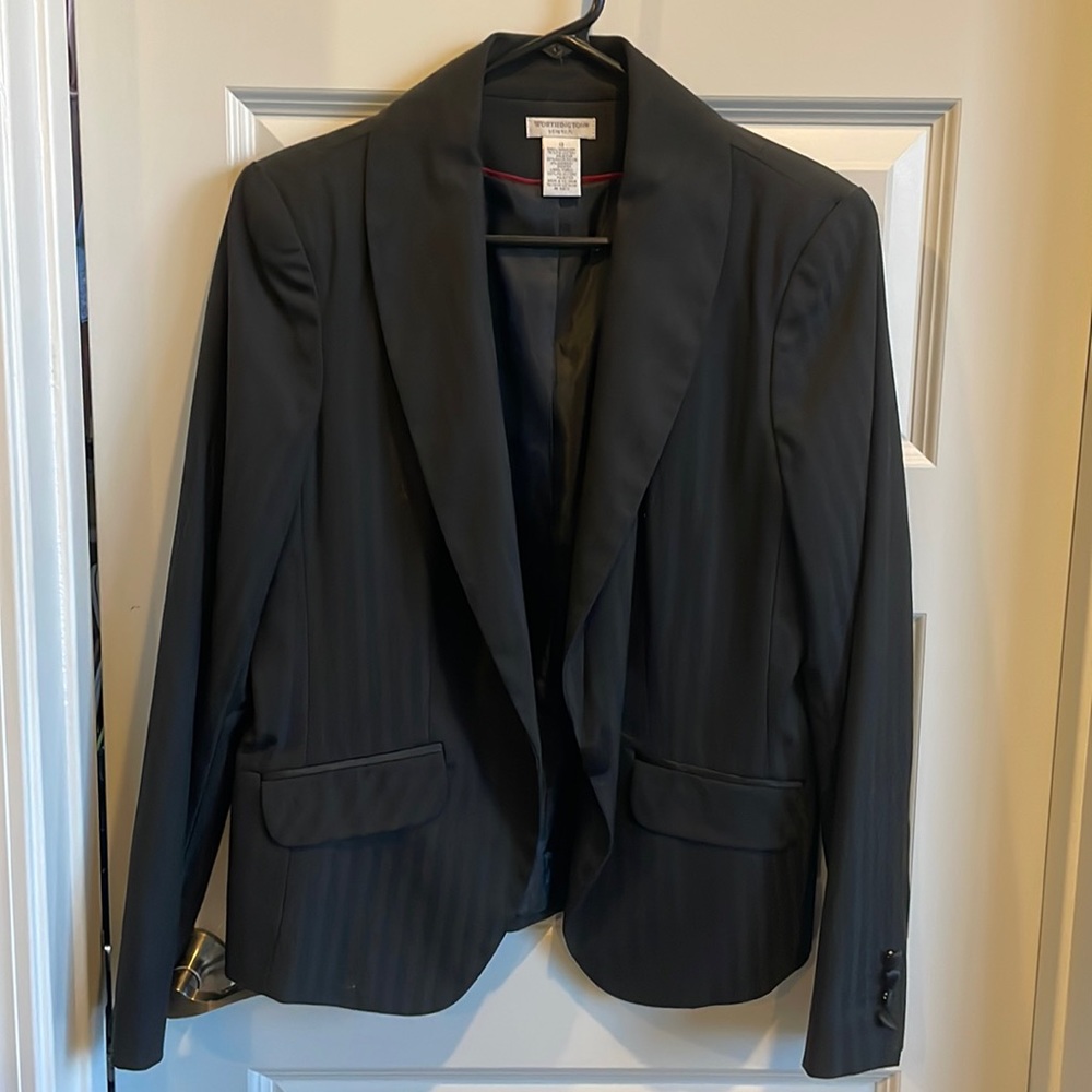 Worthington Black Striped Damask Suit Jacket